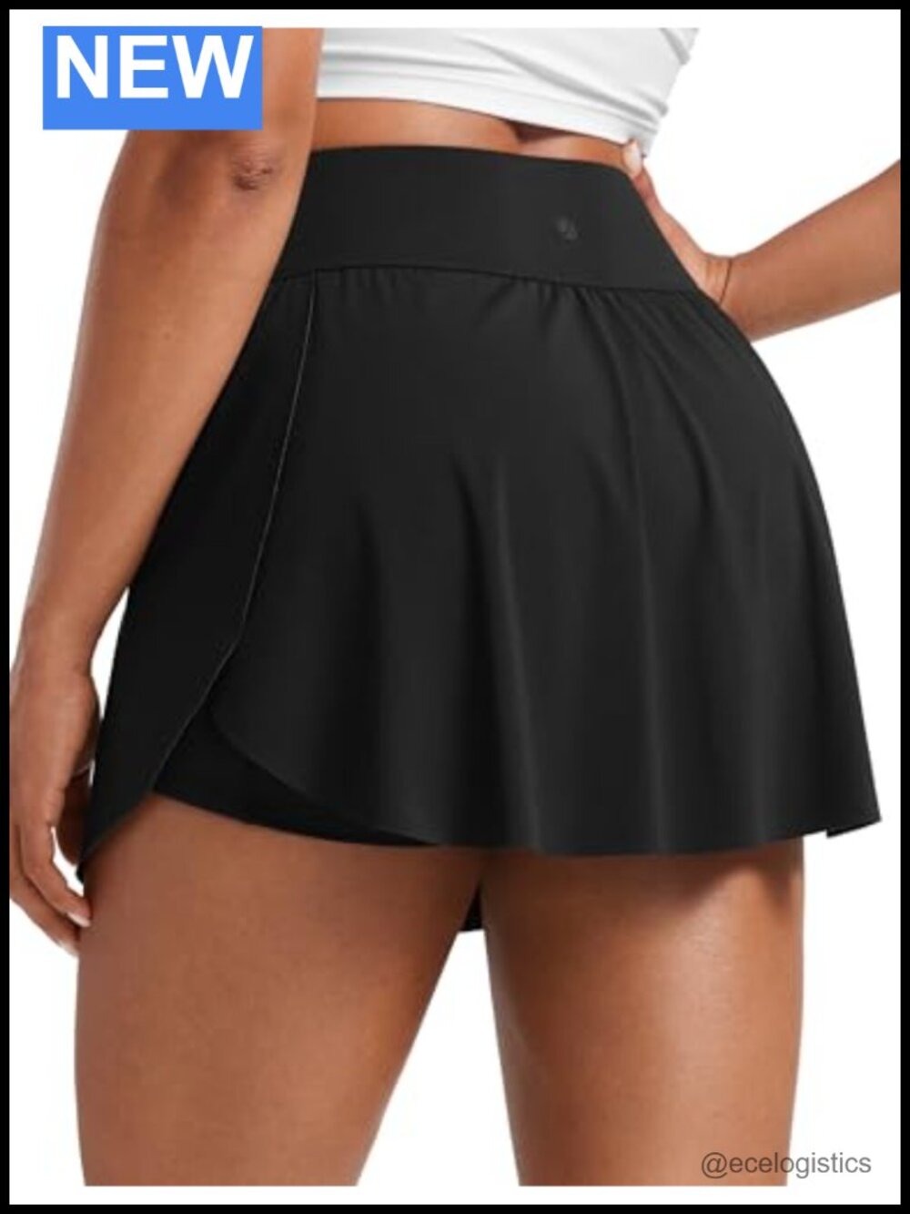 High Waisted Side Slit Tennis Skirt with Built-in Shorts
